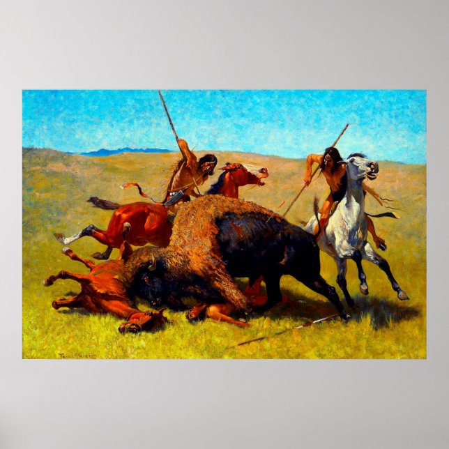 The Buffalo Hunt Frederic Remington 1890 Poster (Front)