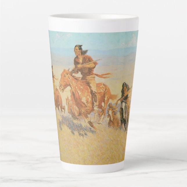 The Buffalo Runners, Big Horn Basin by Remington Latte Mug (Front)