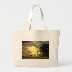 The Buffalo Trail, Albert Bierstadt Large Tote Bag