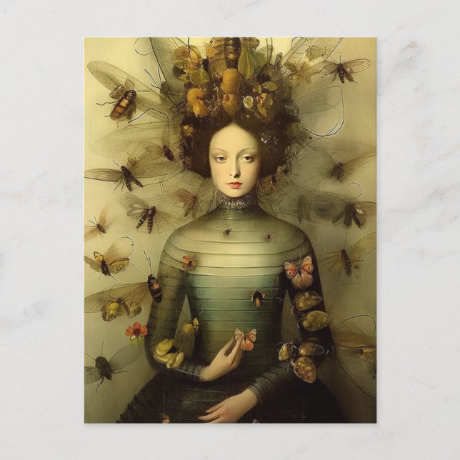 The Bug Lady Creepy Vintage Postcard (Front)