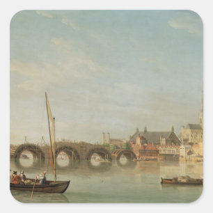 The Building of Westminster Bridge with an imagina Square Sticker