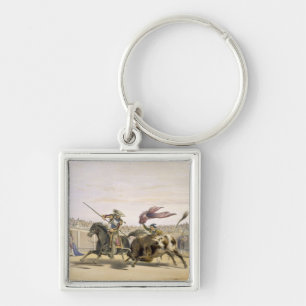 The Bull Following up the Charge, 1865 (colour lit Key Ring