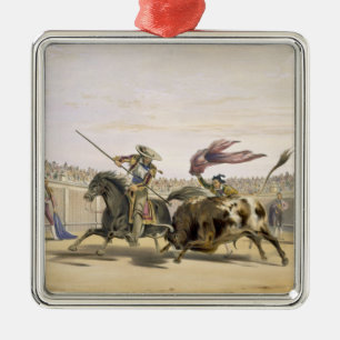 The Bull Following up the Charge, 1865 (colour lit Metal Tree Decoration