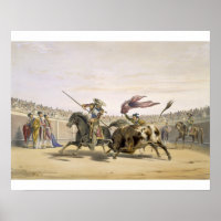 The Bull Following up the Charge, 1865 (colour lit