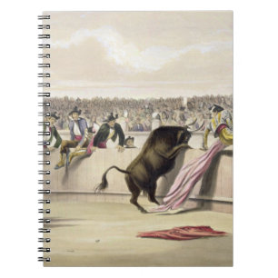 The Bull Leaping the Barriers, 1865 (colour litho) Spiral Notebook