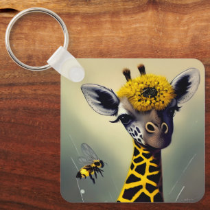 The Bumble Giraffe Whimsical   Key Ring