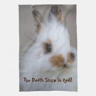 The BUNNY Death Stare is Real! Add Own Photo Tea Towel