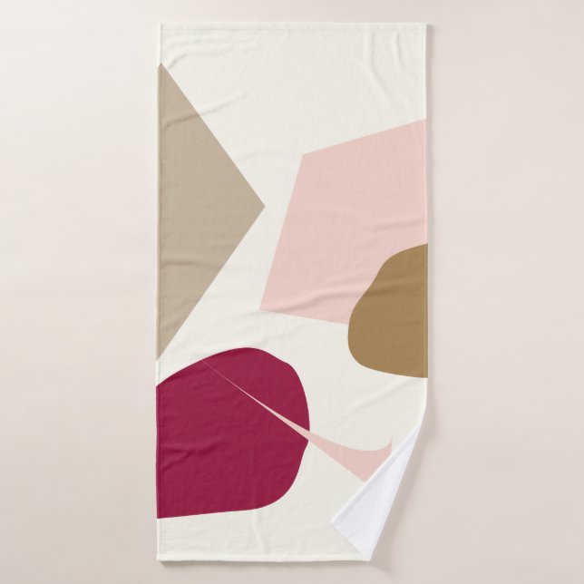 The burgundy spot, abstract geometric design bath towel set (Bath Towel)