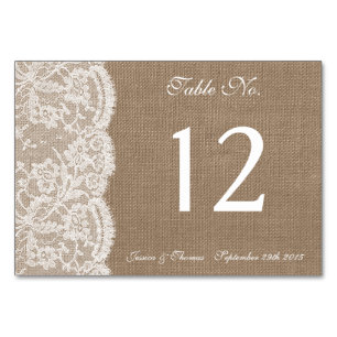 The Burlap & Lace Collection Table Number Cards