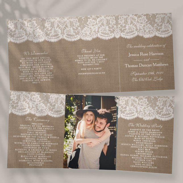 The Burlap & Lace Wedding Collection Tri-Fold Programme (Creator Uploaded)