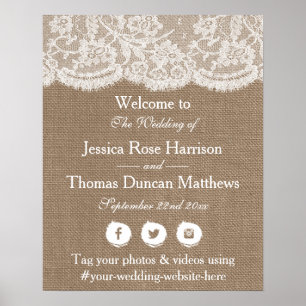 The Burlap & Lace Wedding Collection Welcome Poster