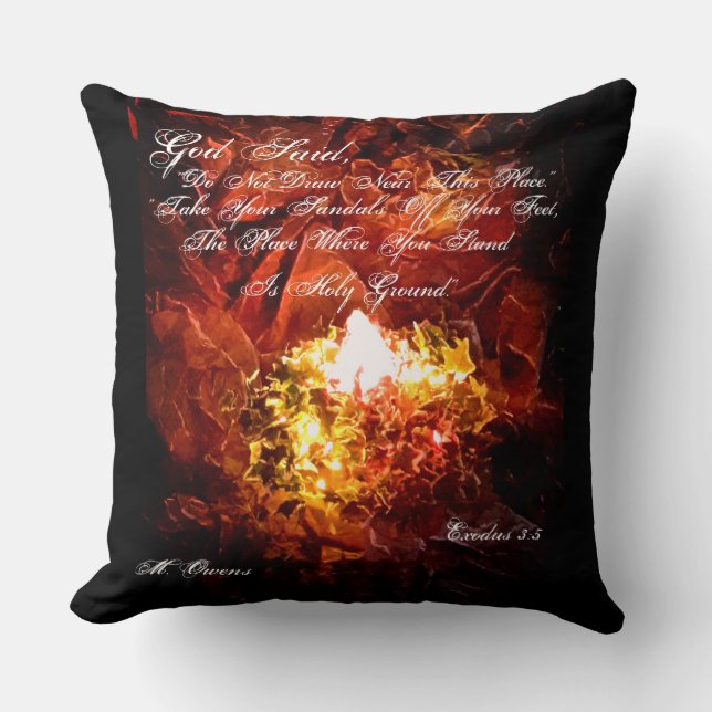 The Burning Bush Throw Pillow (Front)