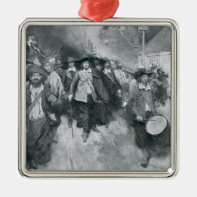 The Burning of Jamestown Metal Tree Decoration (Front)
