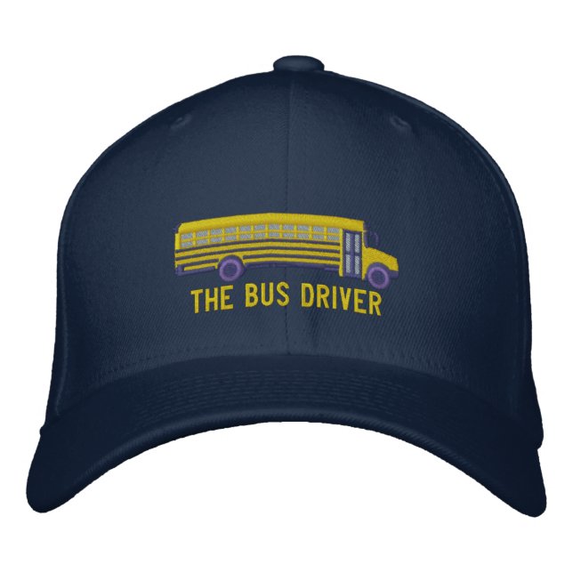 The Bus Driver Custom School Bus Large Embroidery Embroidered Hat (Front)