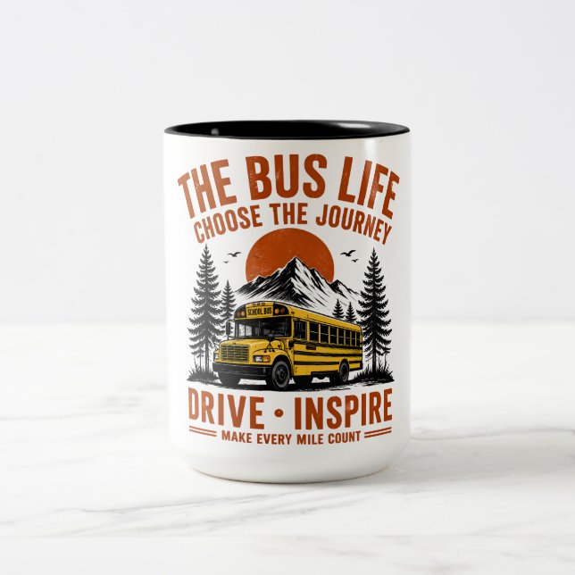 The Bus Life Retro Mountain Coffee Mug - Choose Th (Center)