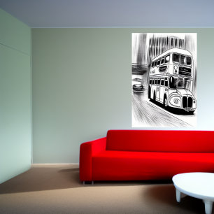 The buss in the city AI Art Poster