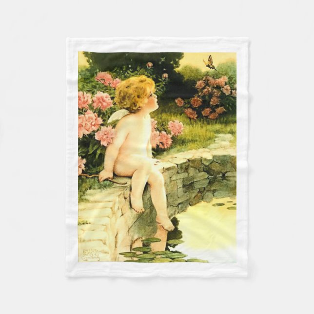 THE BUTTERFLY Bessie Pease Gutmann Art  Fleece Blanket (Front)