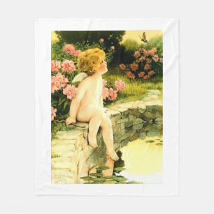 THE BUTTERFLY Bessie Pease Gutmann Art Fleece Blanket