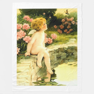 THE BUTTERFLY Bessie Pease Gutmann Art Fleece Blanket