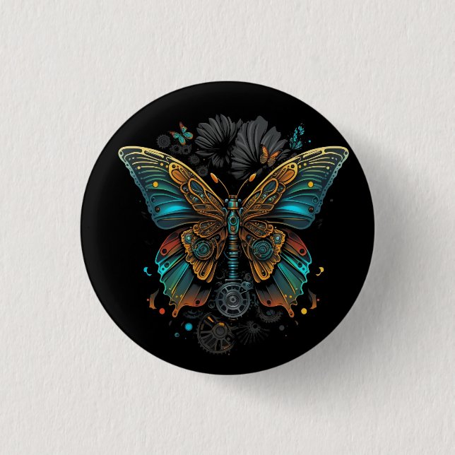 the butterfly design 3 cm round badge (Front)