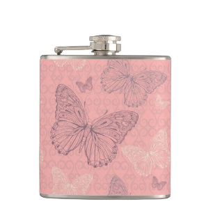 The Butterfly Pink Hip Flask