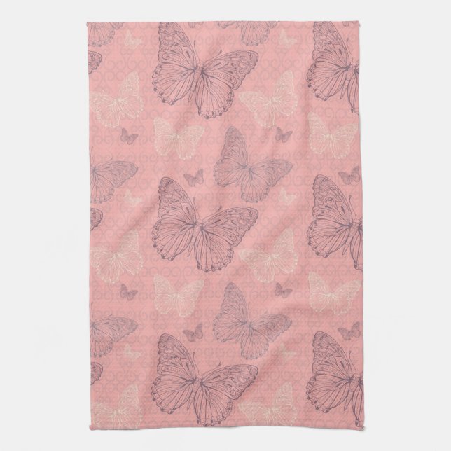 The Butterfly Pink Tea Towel (Vertical)