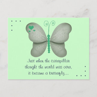 The Butterfly Quote Green Postcard