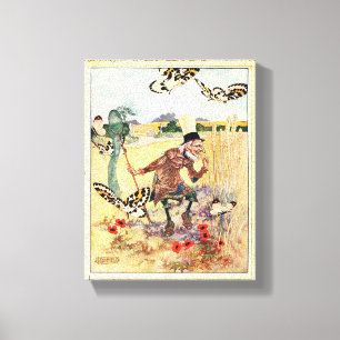 The Butterfly Whisperer -Vintage Image Canvas Print