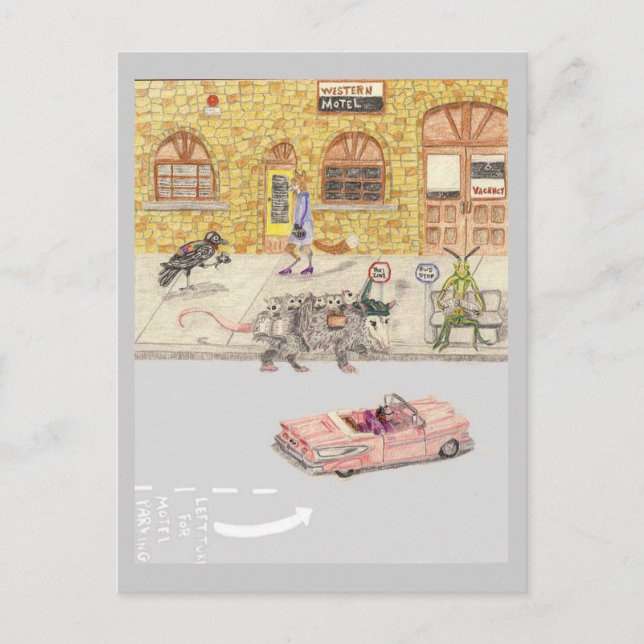 The Cab Driver And The Cadillac Postcard (Front)