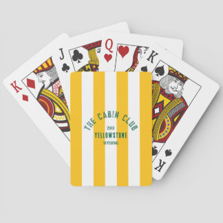 The Cabin Club Custom Crest Yellow Park Stripe Playing Cards
