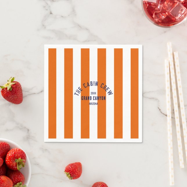 The Cabin Crew Custom Crest Orange Park Stripe Napkin (Insitu)