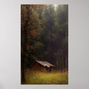 The Cabin in The Woods - Colourful Painting Poster