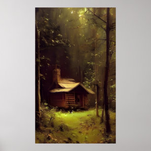 The Cabin in The Woods - Colourful Painting Poster