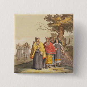 The Caciche Indians in Traditional Costumes, Nova 15 Cm Square Badge