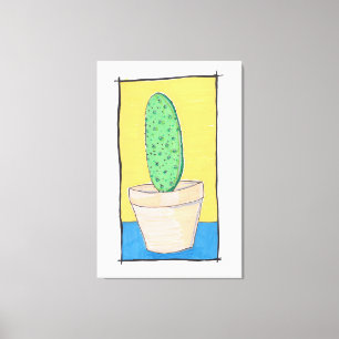 The cactus - naive art - desert prickly pear canvas print