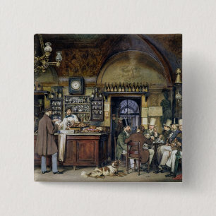 The Cafe in Rome, 1856 15 Cm Square Badge