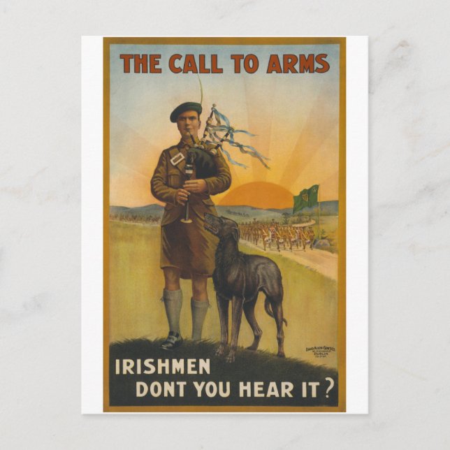 The call to arms, Irish world war Postcard (Front)
