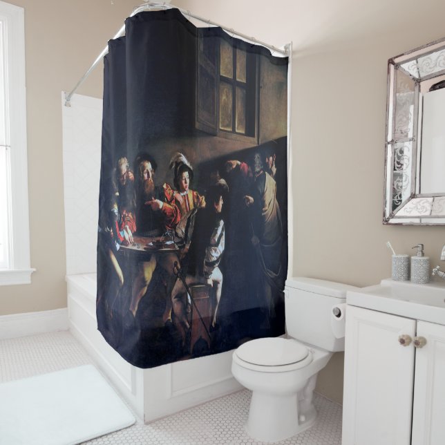 The Calling of Saint Matthew, Caravaggio Shower Curtain (In Situ)