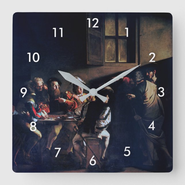 The Calling of Saint Matthew, Caravaggio Square Wall Clock (Front)