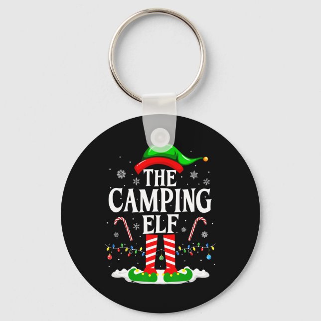 The Camping Elf Xmas Funny Matching Family Group C Key Ring (Front)