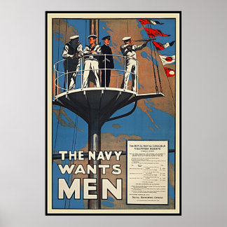 The Canadian Navy Wants Men Vintage WW2 Poster