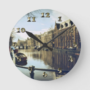 The Canals of Urban Amsterdam Round Clock