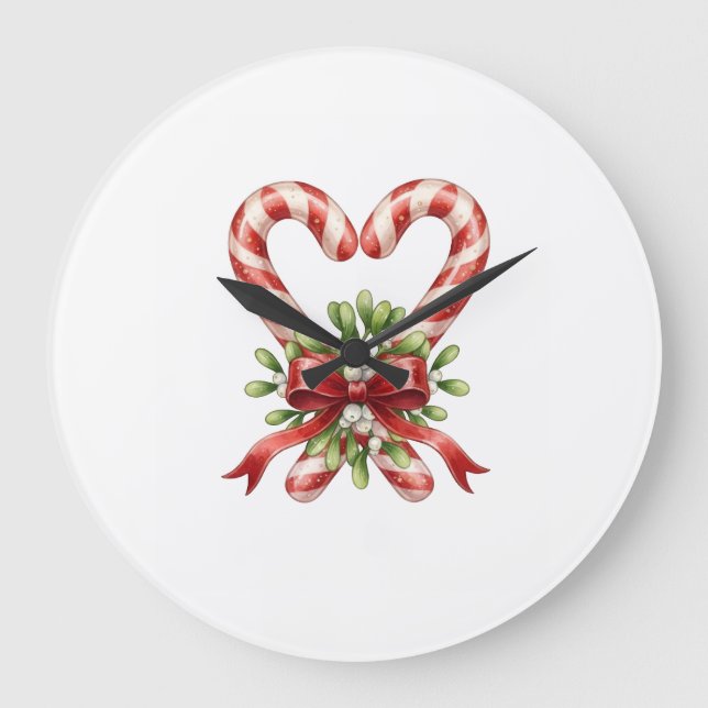 The Candy Cane Heart Large Clock (Front)