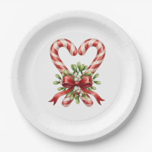 The Candy Cane Heart Paper Plate