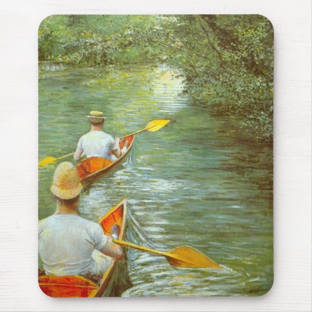 The Canoes, Perissoires by Gustave Caillebotte Mouse Pad (Front)