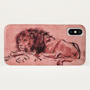 THE CAPE LION LYING DOWN, Antique Pink ,Black Case-Mate iPhone Case