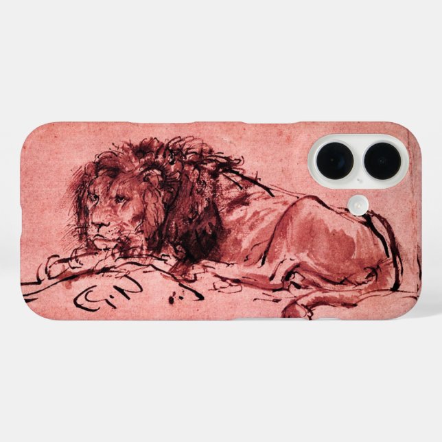 THE CAPE LION LYING DOWN, Antique Pink ,Black Case-Mate iPhone Case (Back (Horizontal))