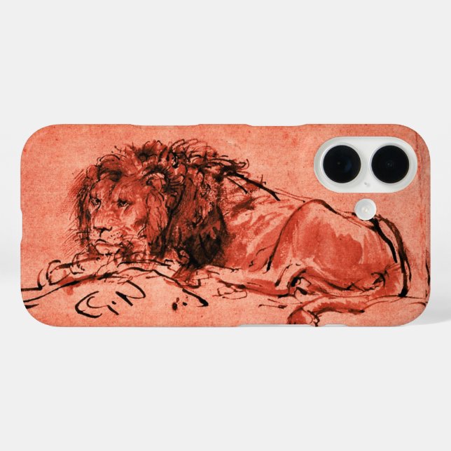 THE CAPE LION LYING DOWN, Antique Red ,Black Case-Mate iPhone Case (Back (Horizontal))