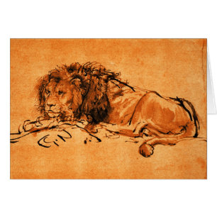 THE CAPE LION LYING DOWN, Orange ,Black