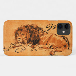 THE CAPE LION LYING DOWN, Orange ,Black Monogram iPhone 11 Case